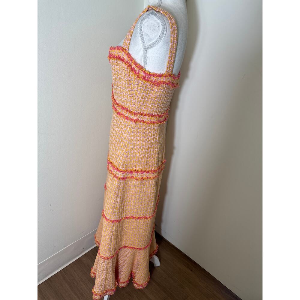 Alexis Pink Yellow Betine Tweed Midi Dress Sz S - Picture 3 of 6